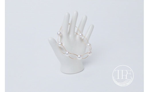 【165-03】養殖場　7.5mmあこや真珠 K18 ブレスレットマグネット*