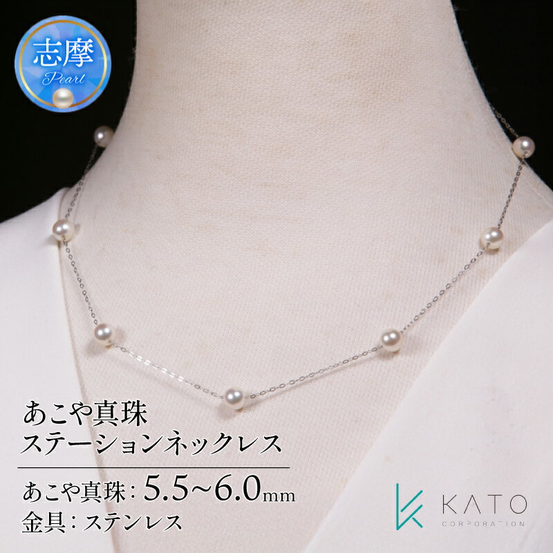 真珠 アクセサリー ネックレス パール 4.0mm 以上 4.5mm 未満 プラチナ レディース 三重県 伊勢志摩 志摩市 結婚式 入学式 卒業式 成人式 慶事 アコヤ真珠 ジュエリー カジュアル / PT ナチュラルブルー・アコヤパールステーションネックレス