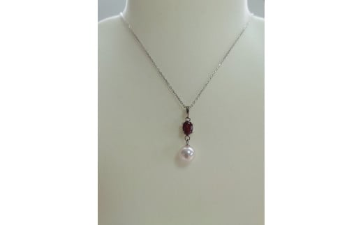 【ふるさと納税】 【090-09】上質アコヤ真珠8.0ミリ　1ctガーネット付きペンダント* サムネイル2