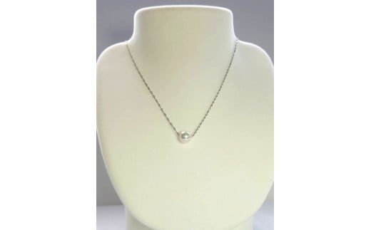 【090-10】上質アコヤ真珠8.5ミリ Pt一粒パールネックレス*