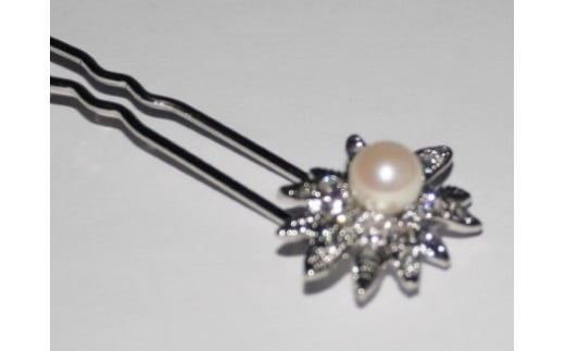【ふるさと納税】 真珠 パール アクセサリー かんざし 8.5ミリ ～ 9ミリ 大珠 アコヤ 三重県 伊勢志摩 志摩市 プレゼント 和装 和服 着物 浴衣 50000円 5万円 五万円 / 真珠の里　大珠アコヤ真珠とジルコニア付きお花のかんざし サムネイル2