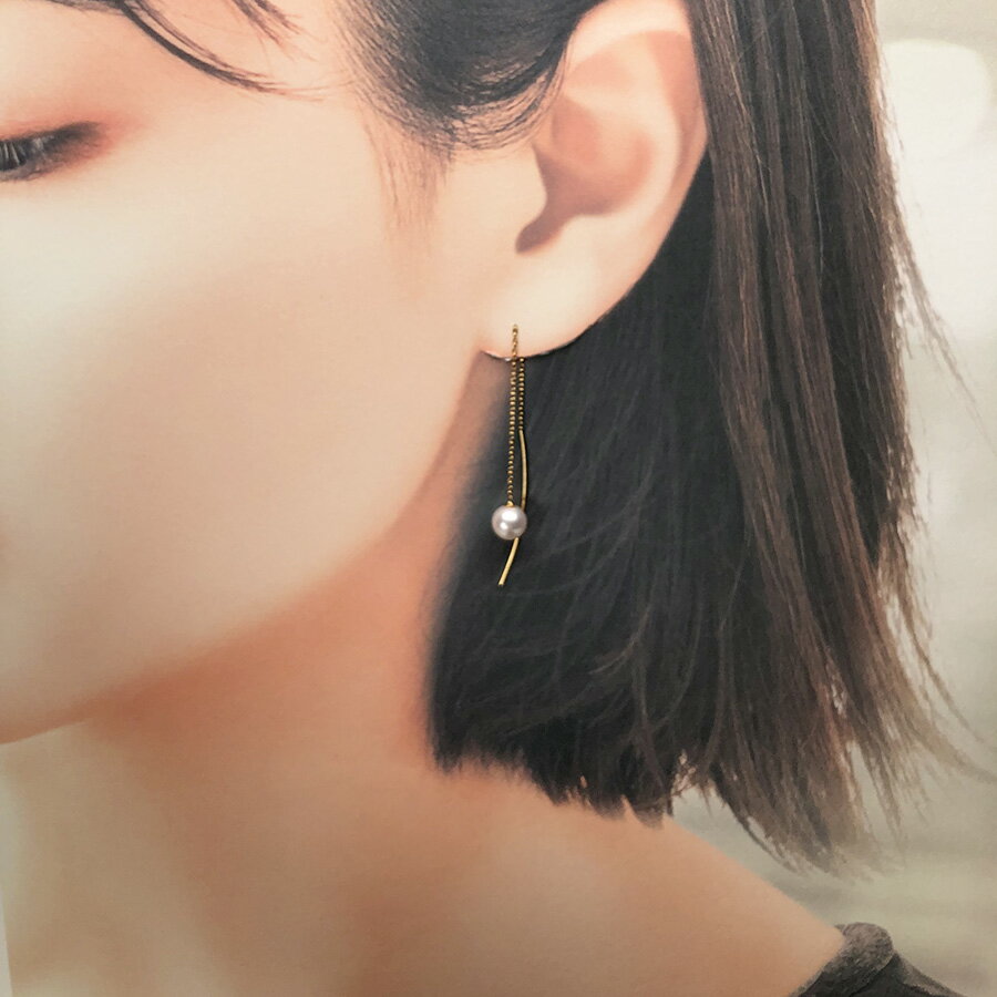 【ふるさと納税】 真珠 ピアス アクセサリー パール 6ミリ 三重県 伊勢志摩 志摩 ジュエリー ギフト プレゼント 冠婚葬祭 入学式 卒業式 結婚式 母の日 バレンタイン ホワイトデー アコヤ真珠 人気 40000円 / akoya　カーブピアス ( ゴールドカラー / シルバーカラー ) サムネイル3