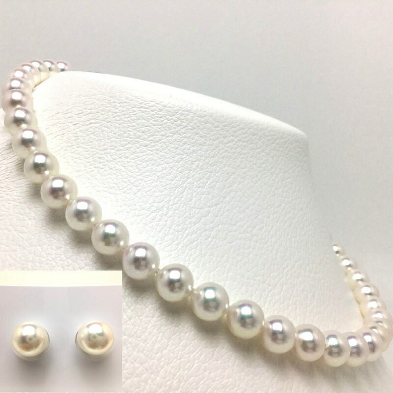 【ふるさと納税】 真珠 アクセサリー ネックレス ピアス イヤリング セット パール Pt900 シルバー ジュエリー 人気 三重県 伊勢志摩 伊勢 志摩 志摩市 冠婚葬祭 結婚式 お葬式 / 老舗の真珠専門店・高品質アコヤ真珠ネックレスセット8.5～9.0ミリ サムネイル2