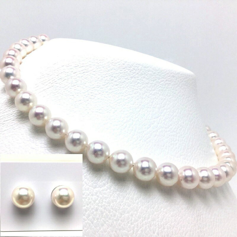 【ふるさと納税】 真珠 ネックレス イヤリング ピアス セット パール 三重県 伊勢志摩 志摩 アクセサリー ギフト 母の日 入学式 卒業式 結婚式 冠婚葬祭 成人祝い 結婚祝い 花珠 / 老舗の真珠専門店・花珠鑑別書付き アコヤ真珠ネックレスセット 9.5～10.0ミリ サムネイル2