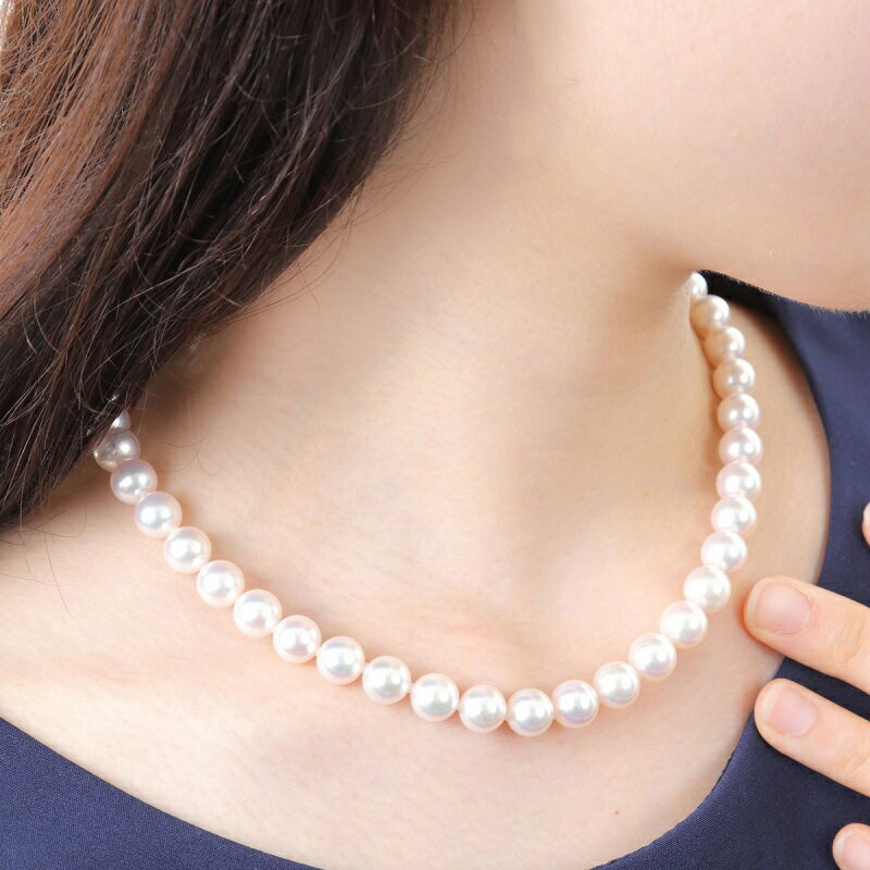 【ふるさと納税】 真珠 ネックレス イヤリング ピアス セット パール 三重県 伊勢志摩 志摩 アクセサリー ギフト 母の日 入学式 卒業式 結婚式 冠婚葬祭 成人祝い 結婚祝い 花珠 / 老舗の真珠専門店・花珠鑑別書付き アコヤ真珠ネックレスセット 9.5～10.0ミリ サムネイル3