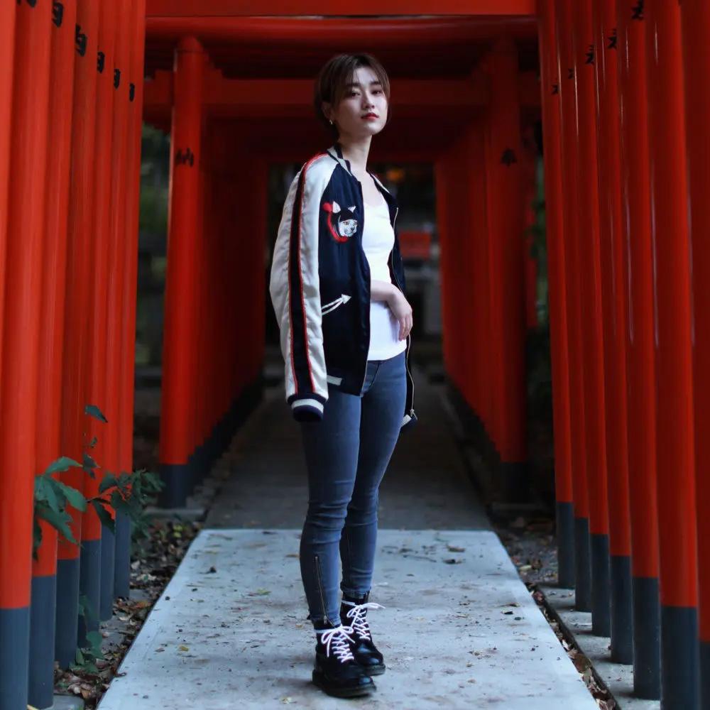 【ふるさと納税】伊賀くみひも 猫忍者スカジャン 男女兼用【レギュラーフィット/サイズ選択可】 サムネイル2