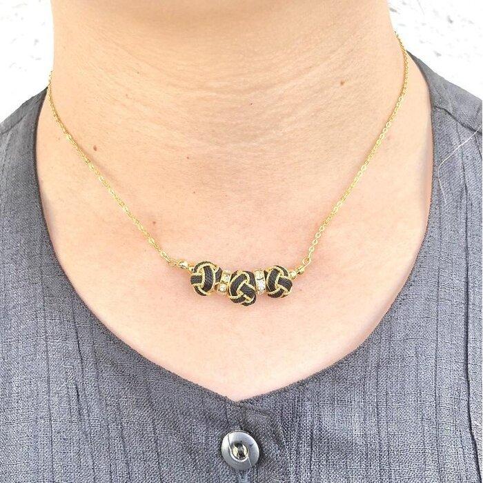 【ふるさと納税】【伊賀組紐】ネックレス　ミニ小田巻3個付　黒金銀 サムネイル2