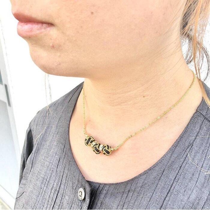 【ふるさと納税】【伊賀組紐】ネックレス　ミニ小田巻3個付　黒金銀 サムネイル3