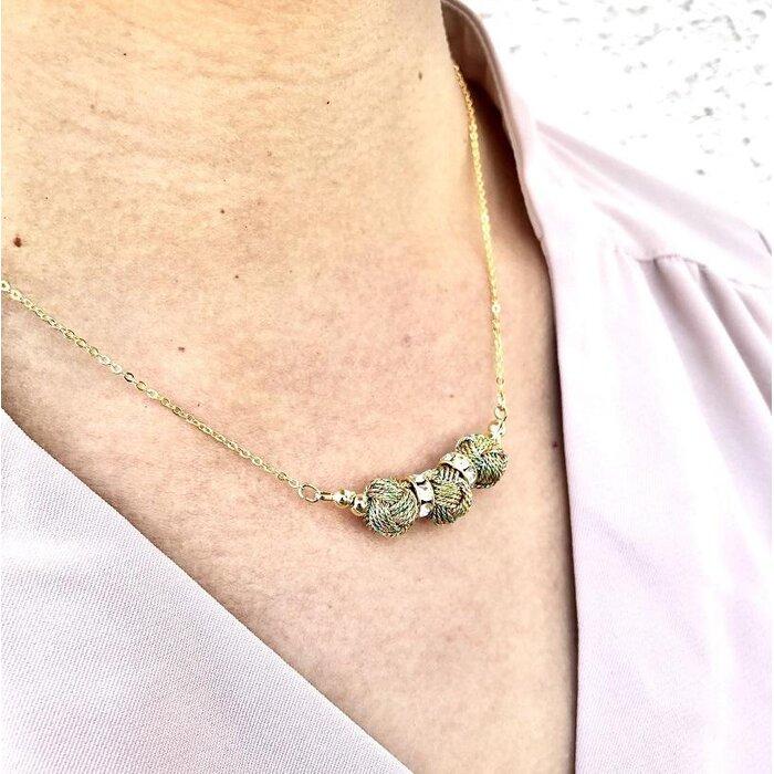 【ふるさと納税】【伊賀組紐】ネックレス　ミニ小田巻3個付　八千代金銀 サムネイル2