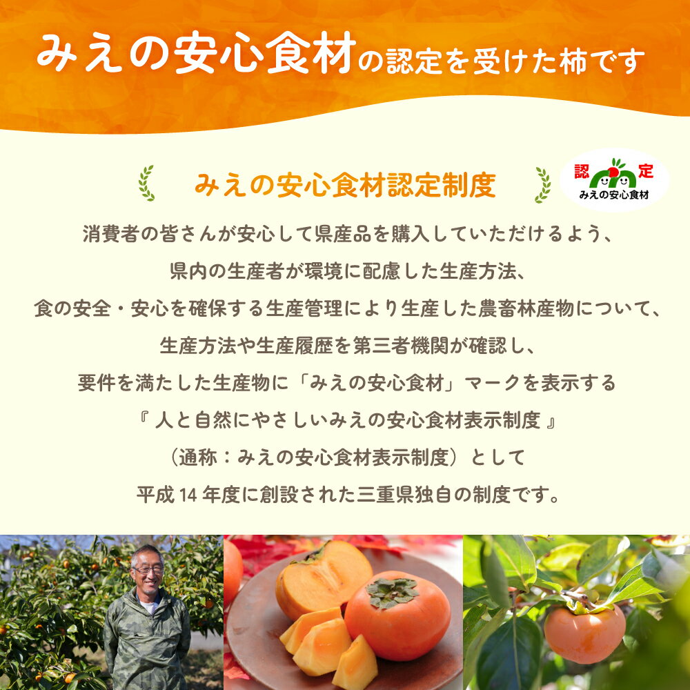 【ふるさと納税】【2025年発送】三重の安心食材認定！中村農園の次郎柿 M・Lサイズ　22個 (約5～6kg)　先行予約 先行 予約 柿 カキ かき 減農薬 安心 贈答 果物 くだもの フルーツ 三重県 多気町 NN-03 サムネイル3