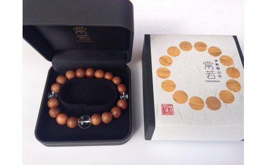 樹齢300年以上　御山杉　ブレスレット　男性用　水晶／世古林業　銘木　三重県　度会町　伊勢志摩