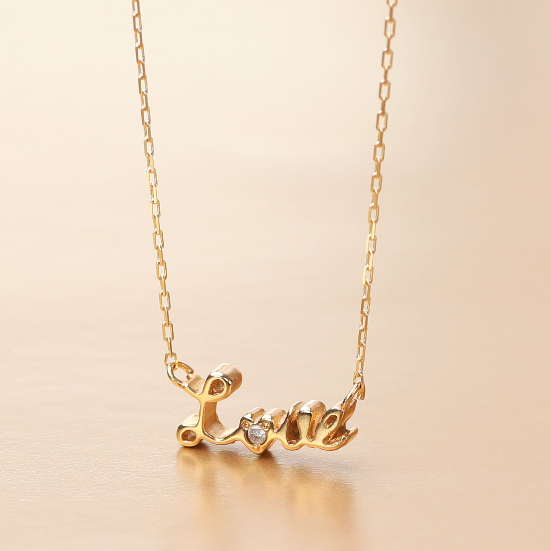 10金イエローゴールド LOVEダイヤモンドネックレス/ K10-KN01006 [AM307] / 金 イエローゴールド ダイヤモンド 0.008ct ネックレス アクセサリー ギフト プレゼント