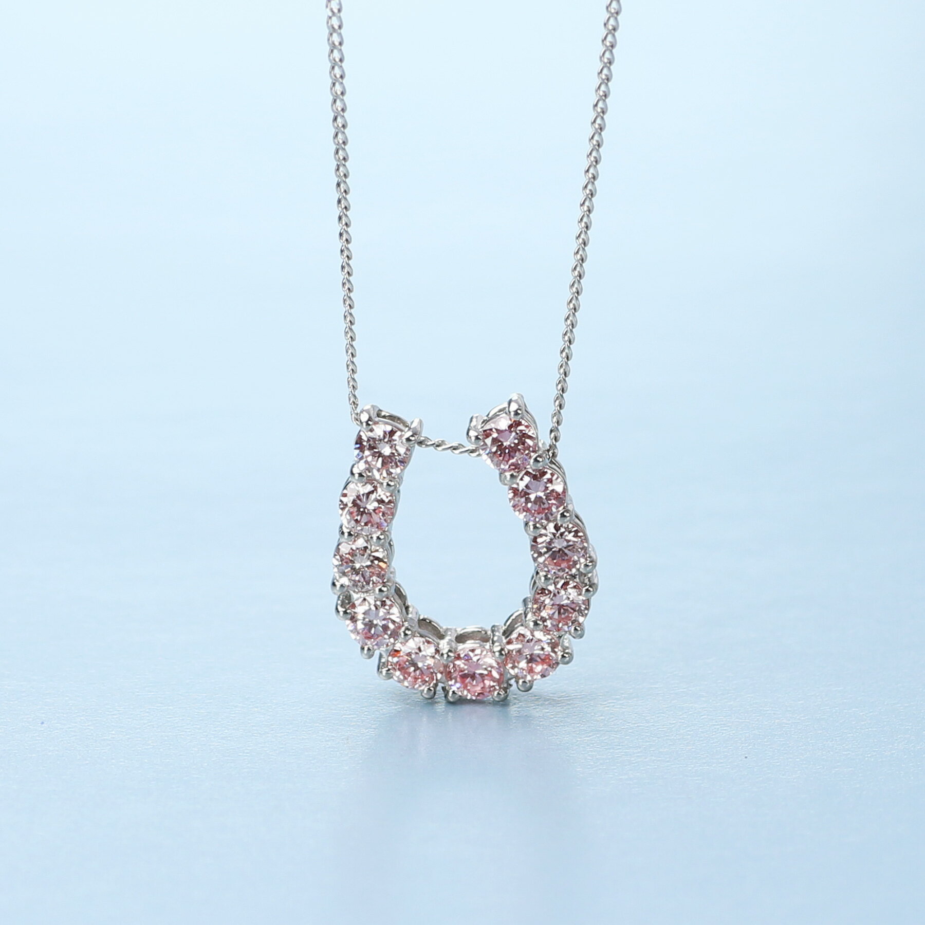 プラチナ900 ラボピンクダイヤ0.363ct 馬蹄ネックレス / PT900-N007PK [AM320] / プラチナ900 ピンクダイヤモンド 馬蹄ネックレス アクセサリー ギフト プレゼント