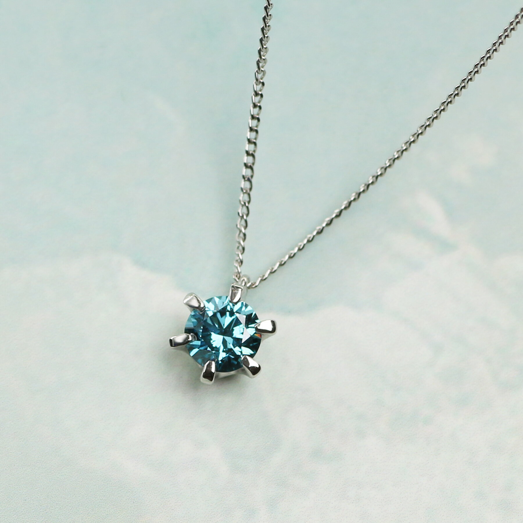 プラチナ900 ラボブルーダイヤネックレス 0.2ct 6本たてづめ / LAB-PT900-001BL [AM321] / プラチナ900 ブルーダイヤモンド アクセサリー ギフト プレゼント