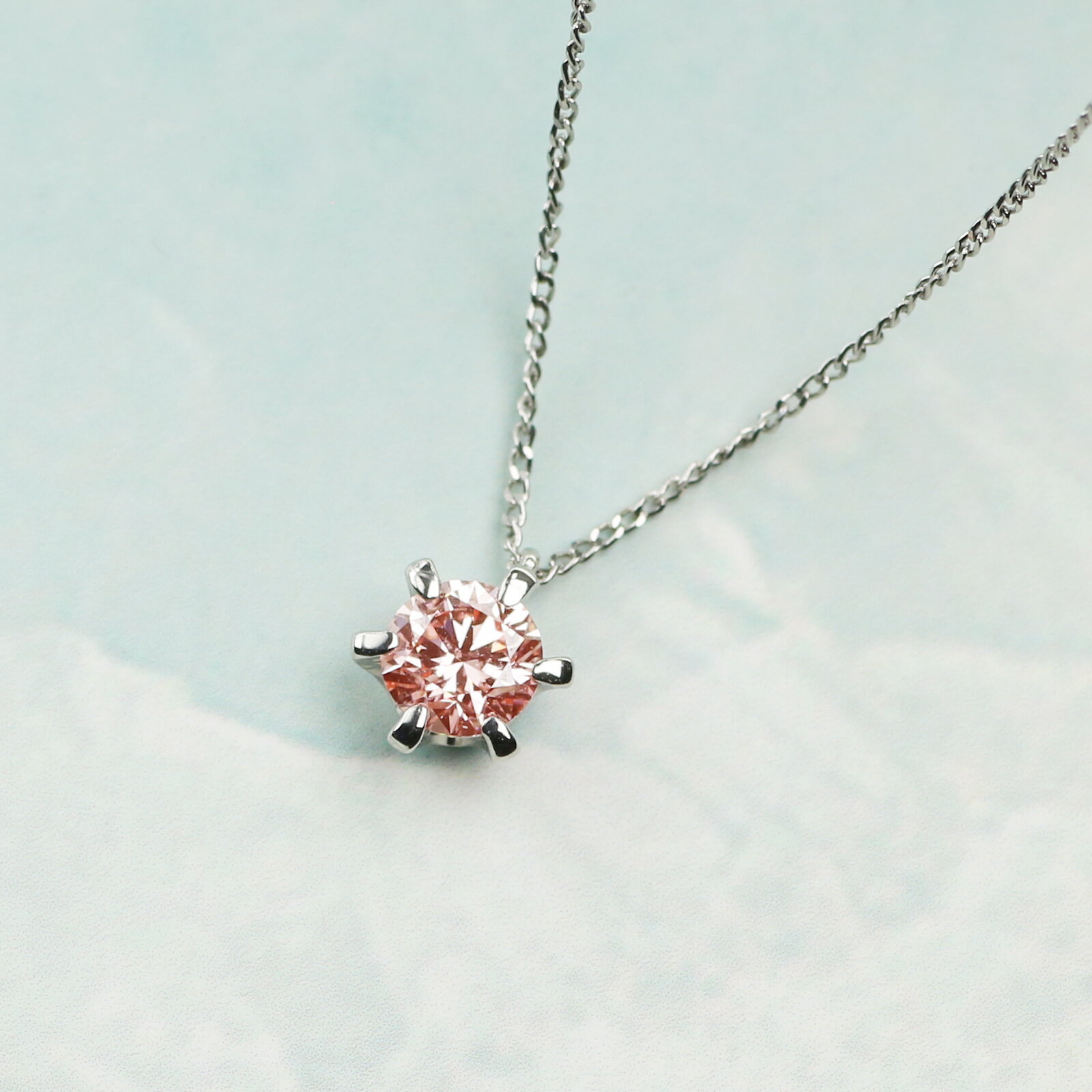 プラチナ900 ラボピンクダイヤネックレス 0.2ct 6本たてづめ / LAB-PT900-001PK [AM322] / プラチナ900 ピンクダイヤモンド アクセサリー ギフト プレゼント