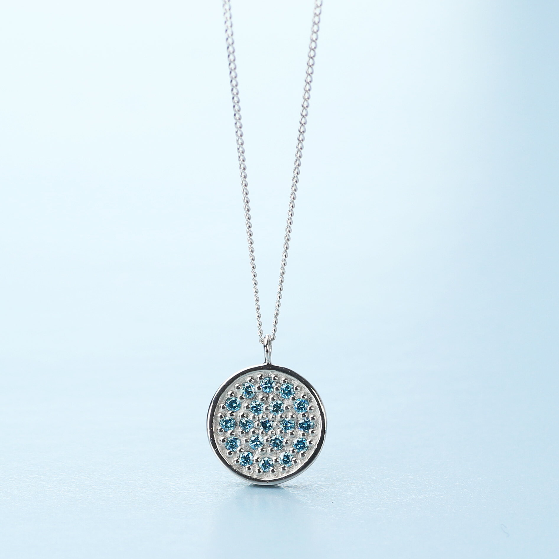 プラチナ900 ラボブルーダイヤ0.095ct パヴェネックレス / PT900-N002BL [AM316] / プラチナ900 ブルーダイヤモンド パヴェネックレス アクセサリー ギフト プレゼント