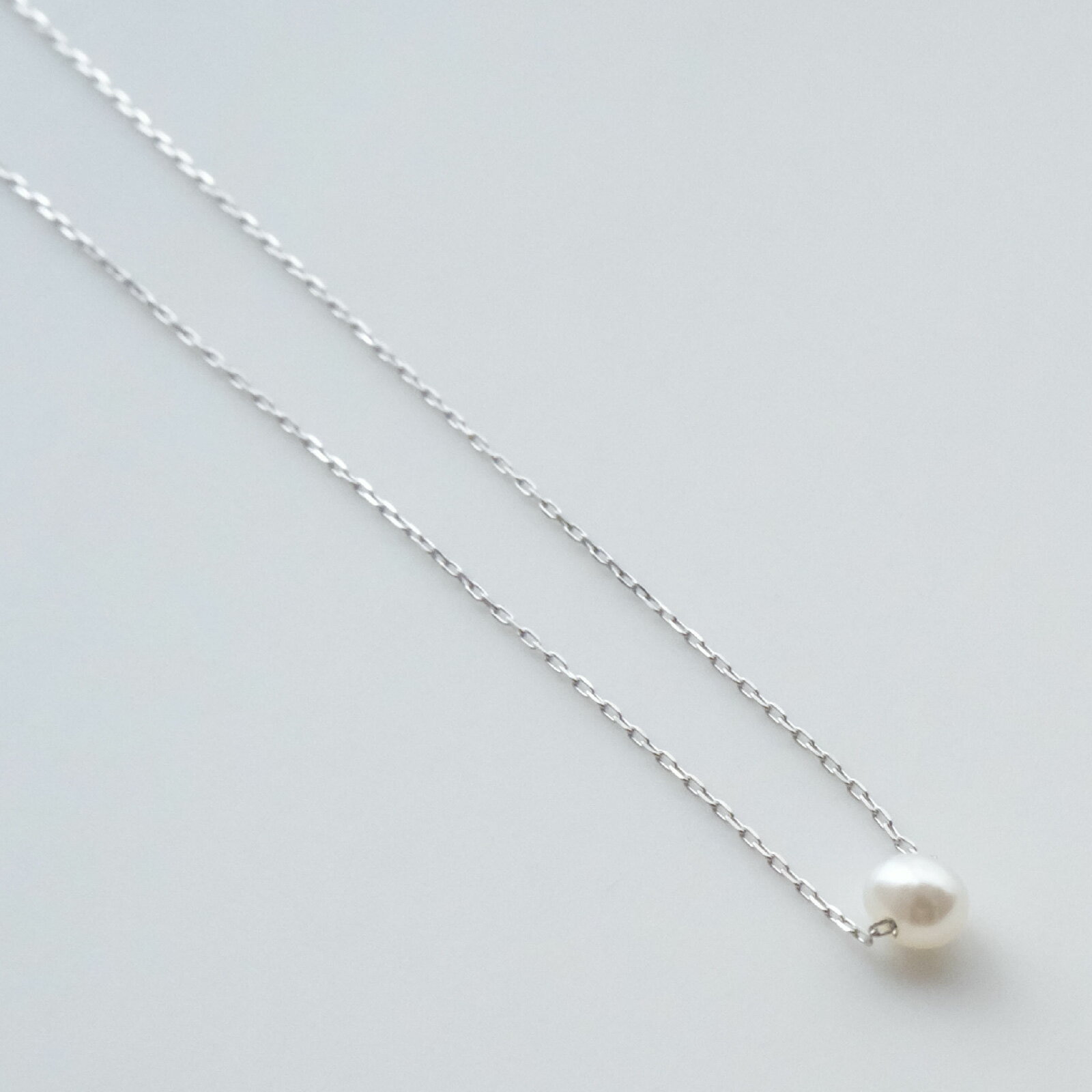 びわ湖真珠ひと粒付き ネックレス　K10WG 40cm [JS003] / パール アクセサリー ネックレス 真珠 ジュエリー