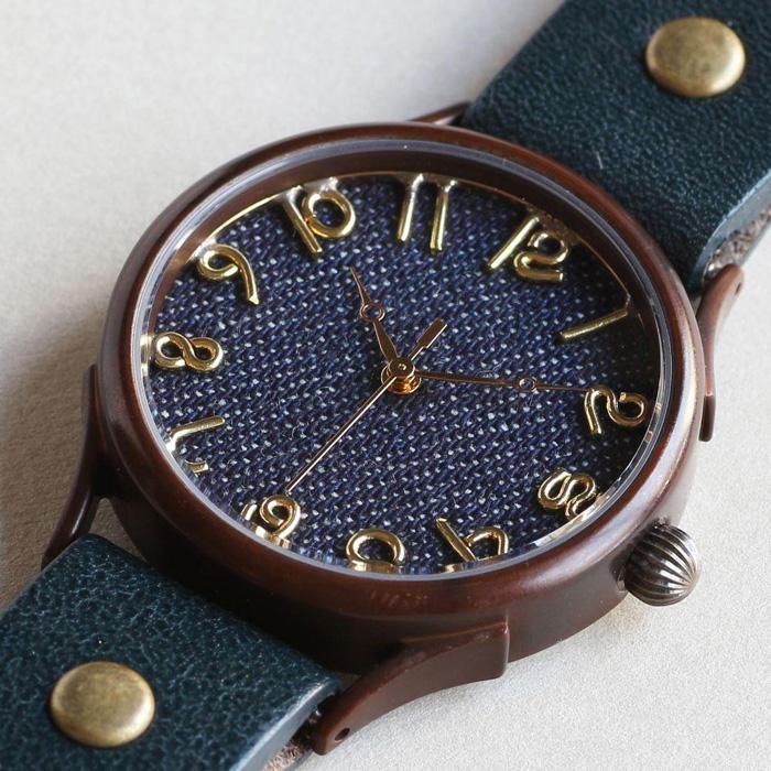 【ふるさと納税】ペアウォッチ　2本セット　デニムの文字盤が可愛くておしゃれなハンドメイドウォッチ　WB063 Lサイズ：茄子紺 Xサイズ：黒 サムネイル3