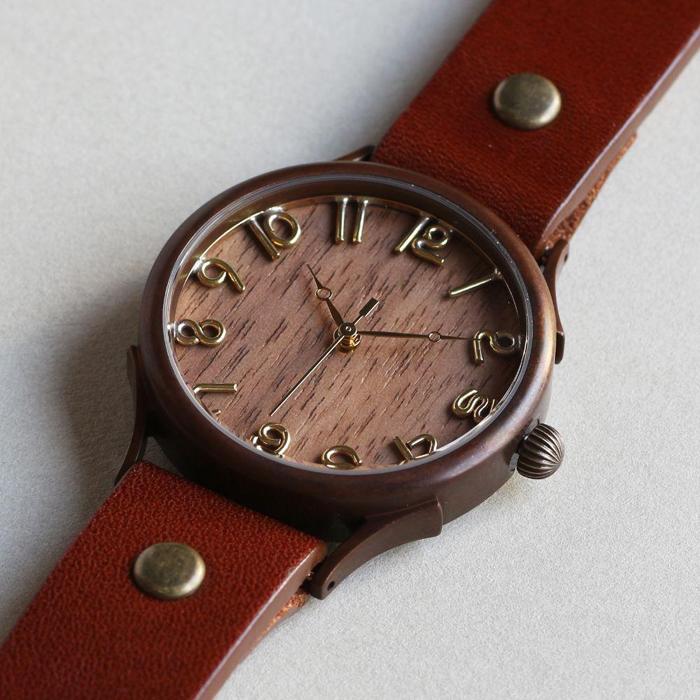 【ふるさと納税】ナチュラルウッド【ウォールナット】の文字盤が印象的なハンドメイドウォッチ Lサイズ W4 ベルトカラー：茶　WB045L W4-茶 サムネイル2