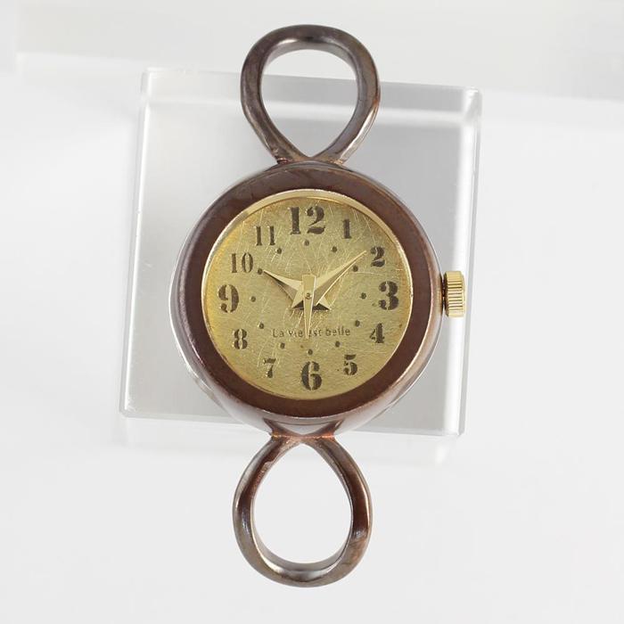 【ふるさと納税】ブレスウォッチ　アンティークフェイスとイタリアンレースのハンドメイドウォッチ　ベルトカラー：茶 　WB066-WL004茶 サムネイル3