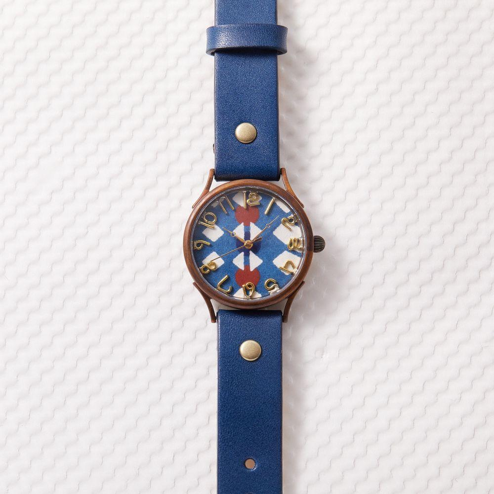 【ふるさと納税】伝統文様【数珠】が美しい 和染千代紙で作ったハンドメイドウォッチ　ベルトカラー：茄子紺　WJ004L 数珠-茄子紺 サムネイル2