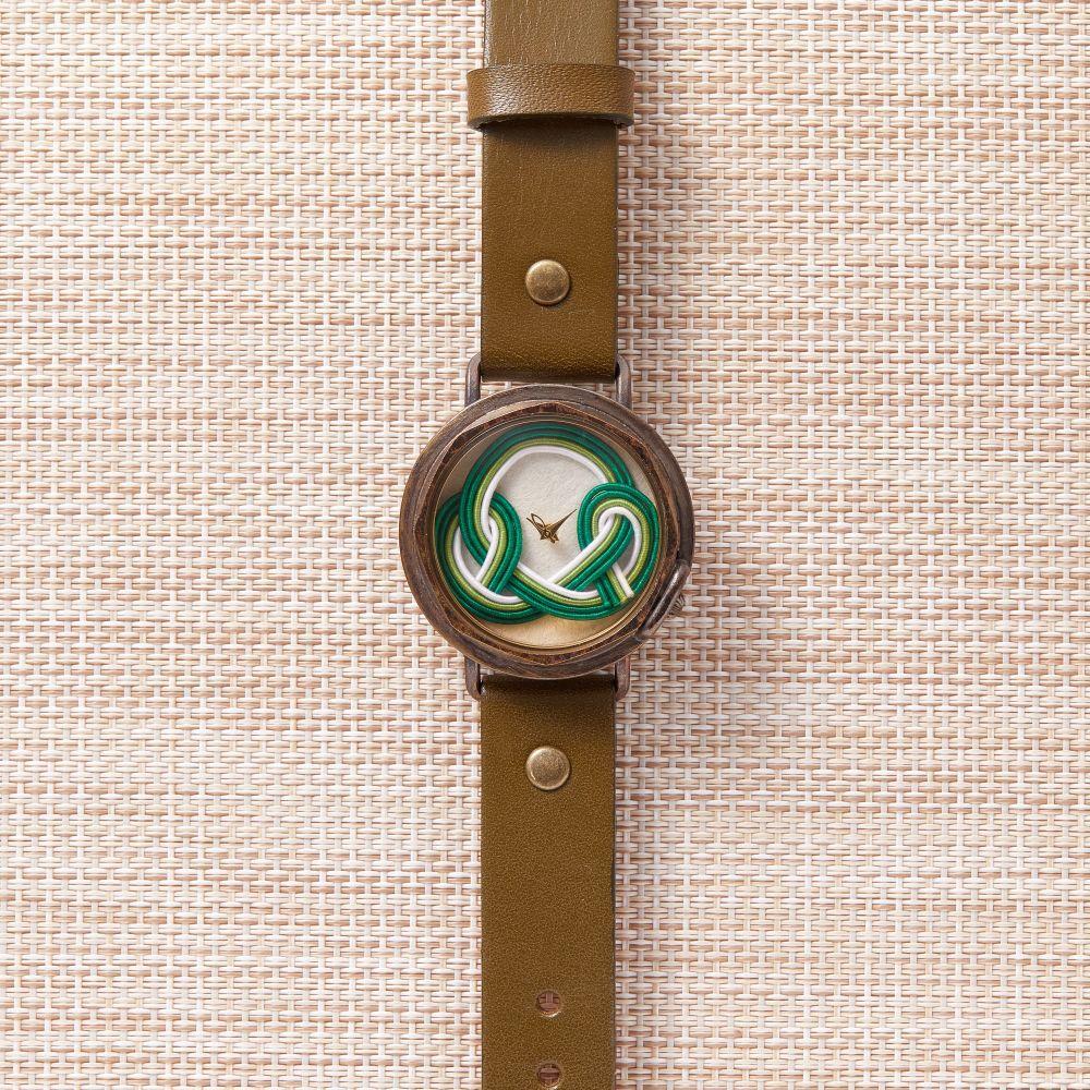 【ふるさと納税】水引で作る【松】が美しいハンドメイドウォッチ　贈り物に心を添える伝統工芸品　ベルトカラー：オリーブ　WJ007 松-オリーブ サムネイル2