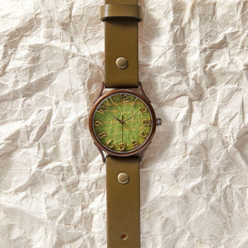 【ふるさと納税】【金彩銀彩】で彩る上品な「黄緑」が美しいハンドメイドウォッチ　伝統工芸品　ベルトカラー：オリーブ　WJ008L 黄緑-オリーブ サムネイル2