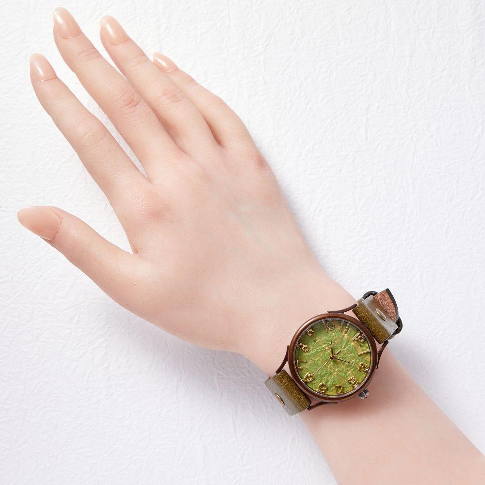 【ふるさと納税】【金彩銀彩】で彩る上品な「黄緑」が美しいハンドメイドウォッチ　伝統工芸品　ベルトカラー：オリーブ　WJ008L 黄緑-オリーブ サムネイル3