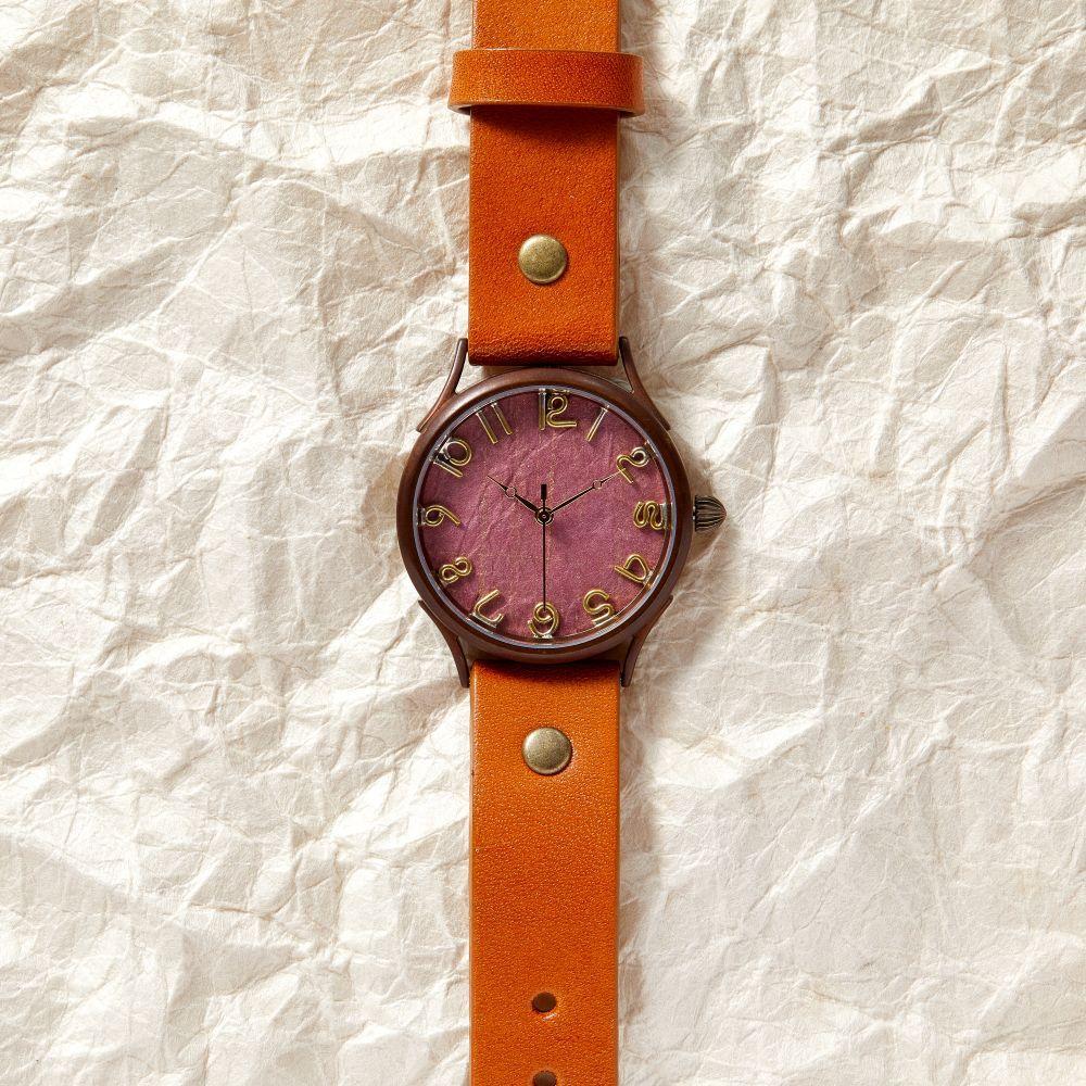 【ふるさと納税】【金彩銀彩】で彩る上品な「朱しゅ」が美しいハンドメイドウォッチ　伝統工芸品　ベルトカラー：蜜柑　WJ008L 朱-蜜柑 サムネイル2