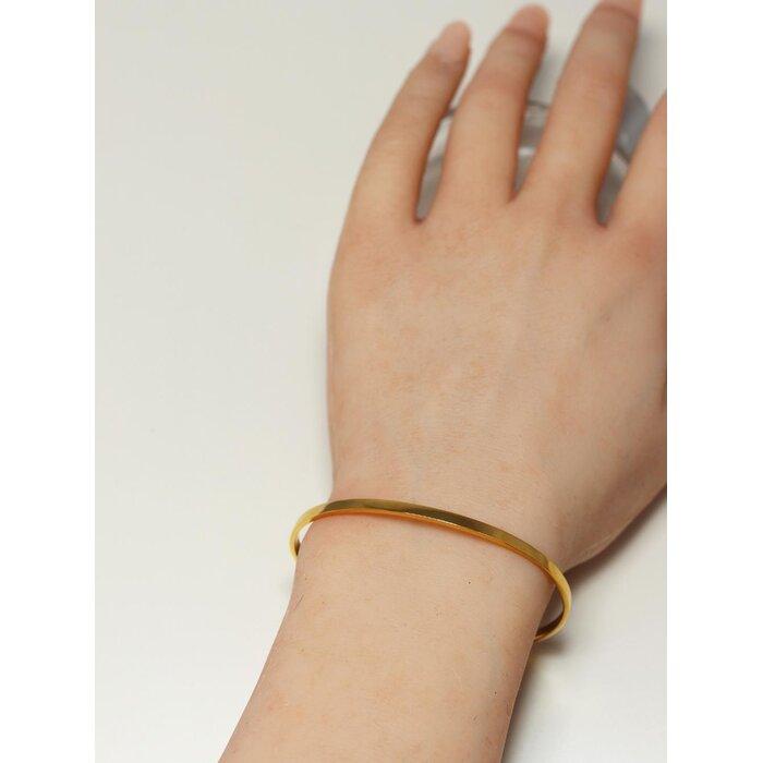 【ふるさと納税】【K18イエローゴールドバングル】平打ちデザインが上品でスマートなバングル 深みある大人カラーが人気　K18-B002 サムネイル2