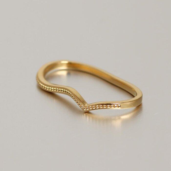 【ふるさと納税】【K18イエローゴールドリング】お洒落なダブルフィンガーリング　個性的！2本指にはめるミルグレインの指輪　K18-R001 サムネイル2