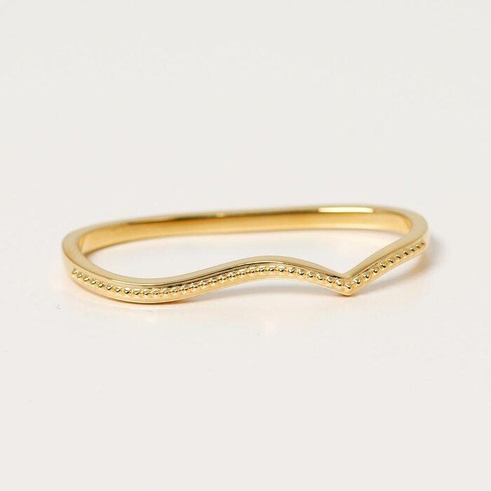 【ふるさと納税】【K10イエローゴールドリング】お洒落なダブルフィンガーリング　個性的！2本指にはめるミルグレインの指輪　K10-R001 サムネイル2