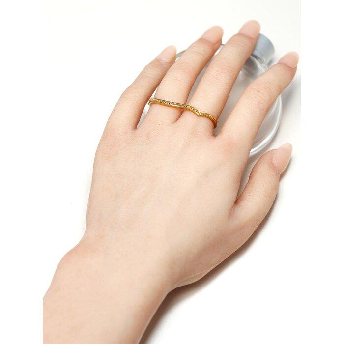 【ふるさと納税】【K10イエローゴールドリング】お洒落なダブルフィンガーリング　個性的！2本指にはめるミルグレインの指輪　K10-R001 サムネイル3