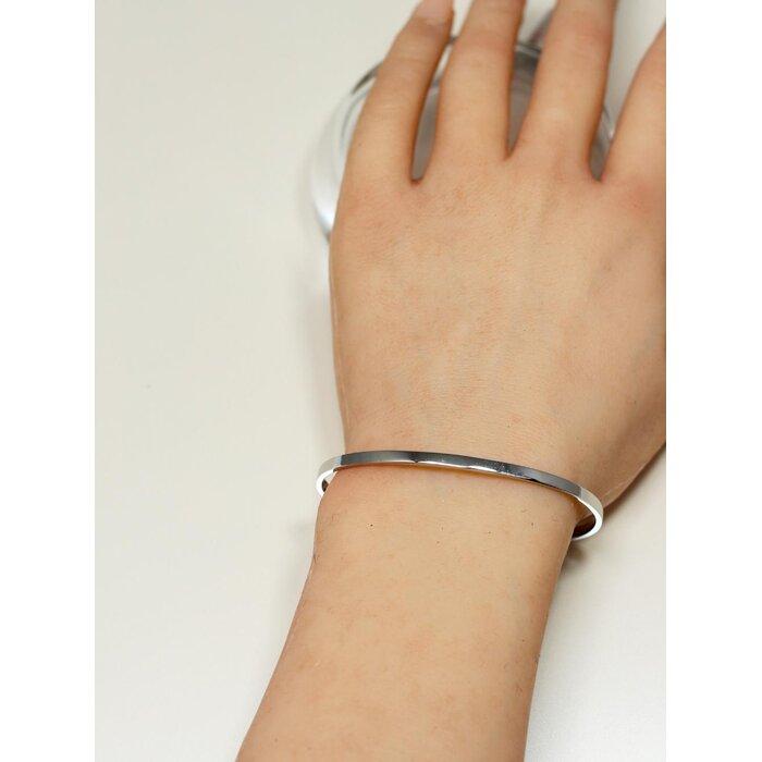 【ふるさと納税】【SILVERプラチナコーティング】平打ちデザインが上品で個性的なバングル クールな大人カラーが人気　SV-B002 サムネイル2