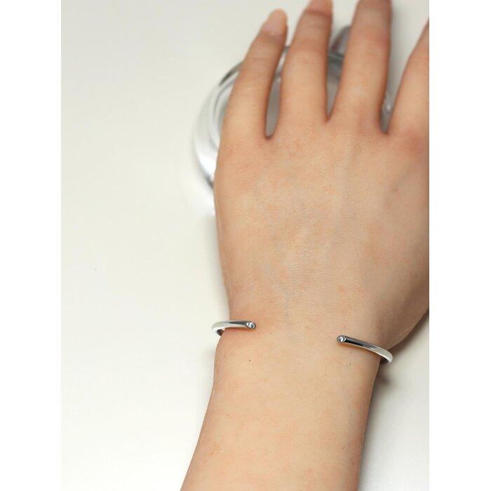 【ふるさと納税】【SILVERプラチナコーティング】ダイヤモンド2粒が密かに輝くバングル 遊び心ある大人アクセサリー　人気の大人カラー　SV-B005 サムネイル2