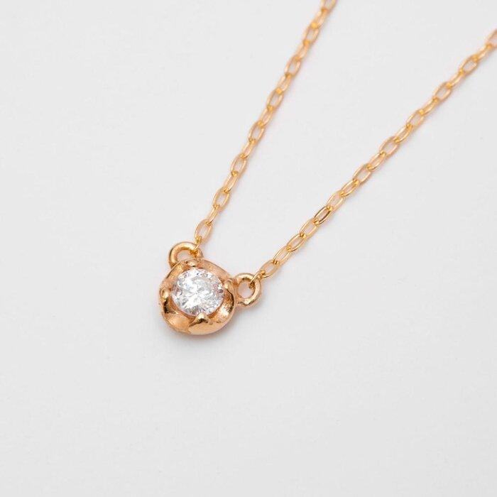 【K10イエローゴールドダイヤモンドネックレス】ビタミンカラー 人気 コロンと可愛い4点留め 長さ40cm　KN01029Y / 金 ゴールド ダイヤ ジュエリー アクセサリー ギフト プレゼント レディース シンプル 定番