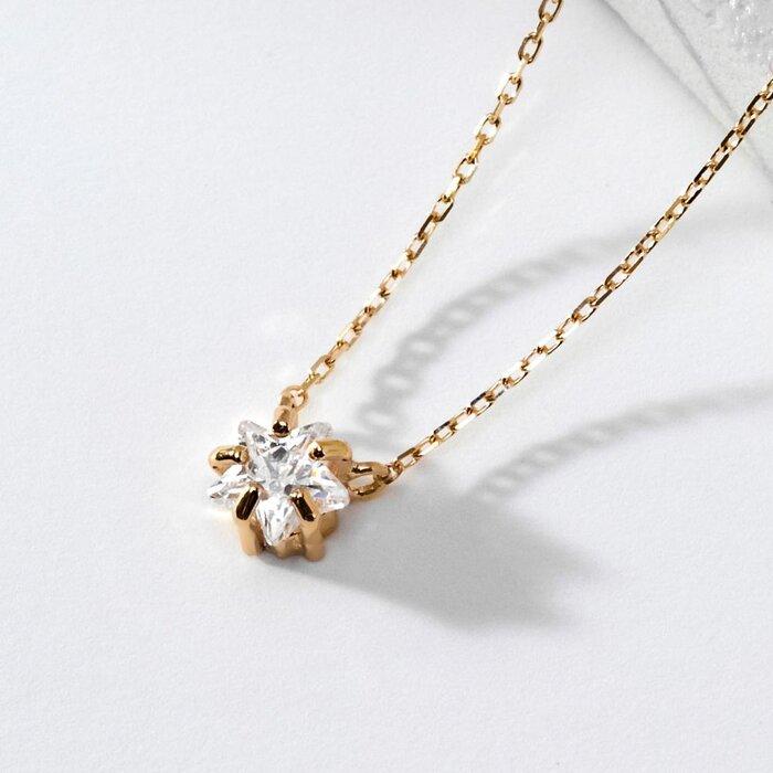 【K10イエローゴールドネックレス】天然石 ホワイト水晶 スタークォーツネックレス 長さ40cm　KN01004Q-W / 金 ゴールド ジュエリー アクセサリー ギフト プレゼント レディース シンプル 定番