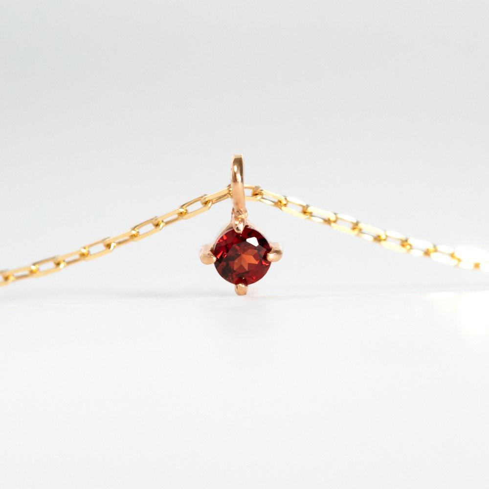 【ふるさと納税】K10イエローゴールド 天然石ネックレス【1月誕生石ガーネット】上品な華奢見えサイズ 長さ40cm　K10-05-01 / 金 ゴールド ジュエリー アクセサリー ギフト プレゼント レディース シンプル 定番 サムネイル3