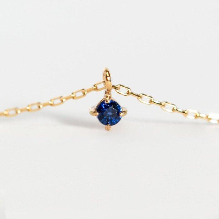 【ふるさと納税】K10イエローゴールド 天然石ネックレス【9月誕生石サファイア】上品な華奢見えサイズ 長さ40cm　K10-05-09 / 金 ゴールド ジュエリー アクセサリー ギフト プレゼント レディース シンプル 定番 サムネイル3