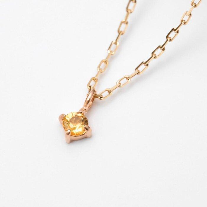 K10イエローゴールド 天然石ネックレス【11月誕生石シトリン】上品な華奢見えサイズ 長さ40cm　K10-05-11 / 金 ゴールド ジュエリー アクセサリー ギフト プレゼント レディース シンプル 定番