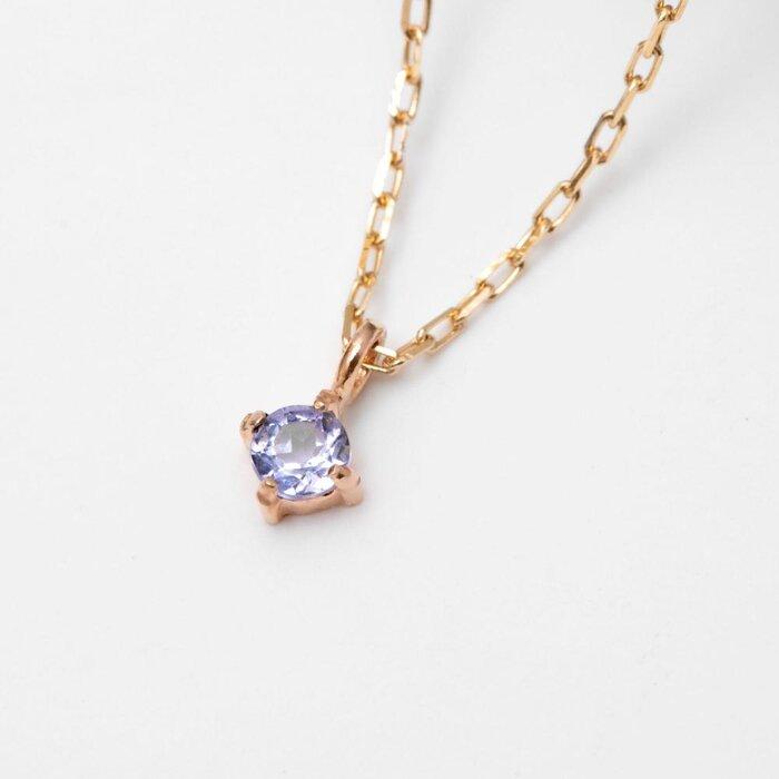 K10イエローゴールド 天然石ネックレス【12月誕生石タンザナイト】上品な華奢見えサイズ長さ40cm　K10-05-12 / 金 ゴールド ジュエリー アクセサリー ギフト プレゼント レディース シンプル 定番