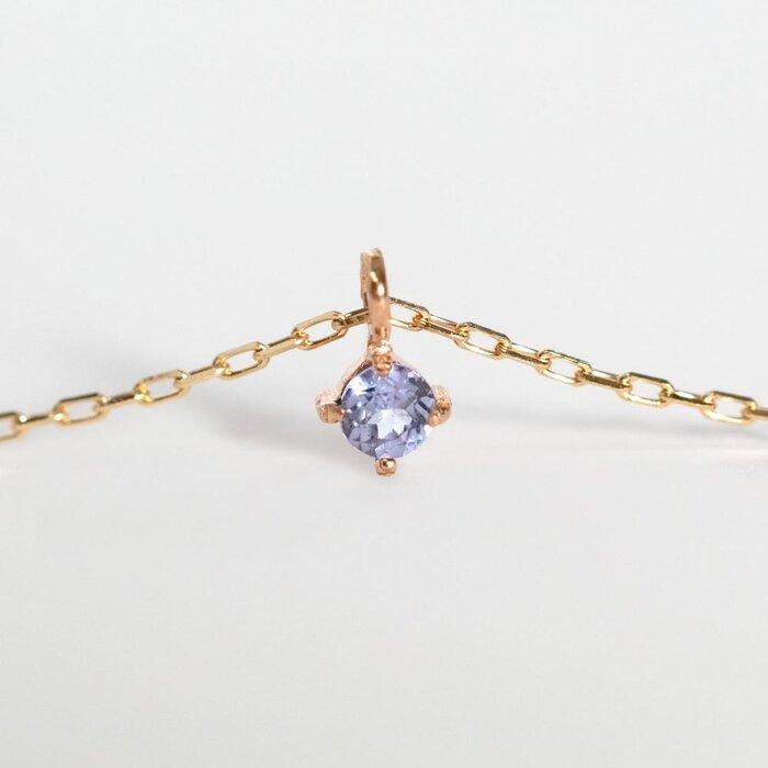 【ふるさと納税】K10イエローゴールド 天然石ネックレス【12月誕生石タンザナイト】上品な華奢見えサイズ長さ40cm　K10-05-12 / 金 ゴールド ジュエリー アクセサリー ギフト プレゼント レディース シンプル 定番 サムネイル3