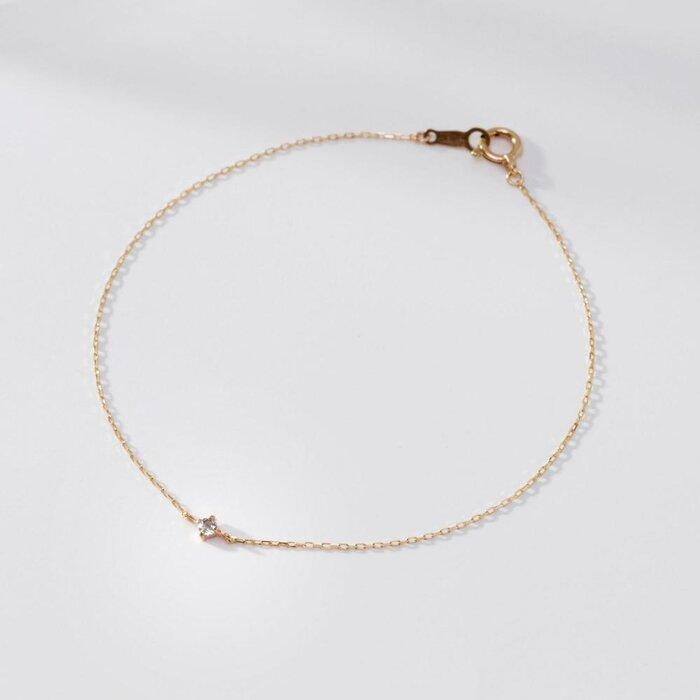 【ふるさと納税】K10イエローゴールド 天然石ブレスレット【3月誕生石アクアマリン】華奢見え 4本たてづめ 長さ17cm　K10-07-03 / 金 ゴールド ジュエリー アクセサリー ギフト プレゼント レディース シンプル 定番 サムネイル2