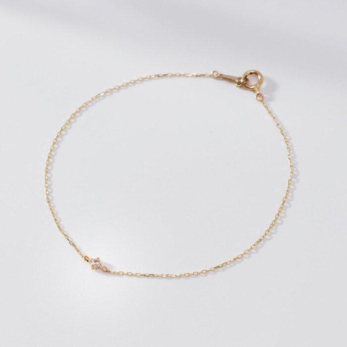 【ふるさと納税】K10イエローゴールド 天然石ブレスレット【4月誕生石クォーツ】華奢見え 4本たてづめ 長さ17cm　K10-07-04 / 金 ゴールド ジュエリー アクセサリー ギフト プレゼント レディース シンプル 定番 サムネイル2