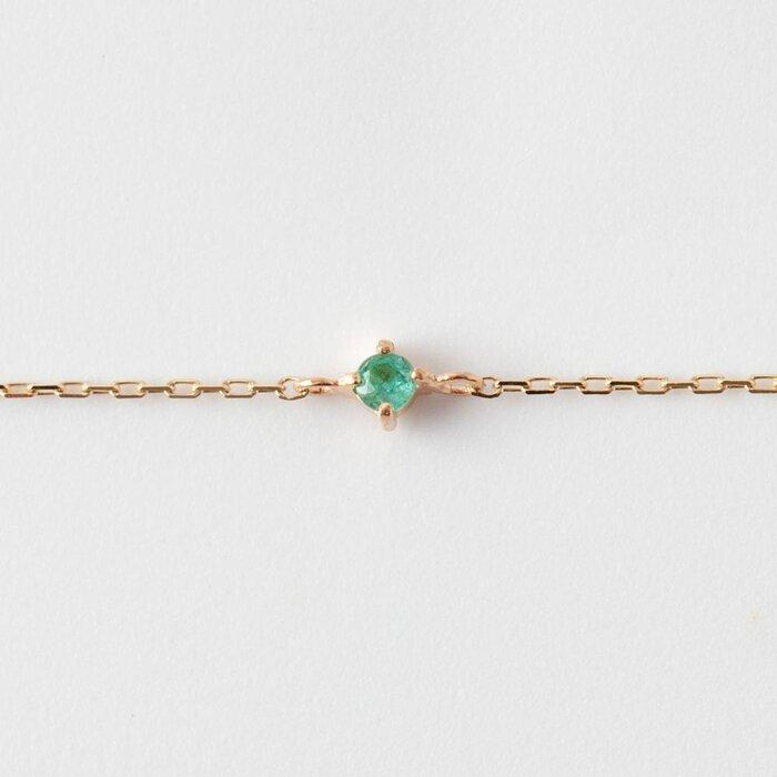K10イエローゴールド 天然石ブレスレット【5月誕生石エメラルド】華奢見え 4本たてづめ 長さ17cm　K10-07-05 / 金 ゴールド ジュエリー アクセサリー ギフト プレゼント レディース シンプル 定番