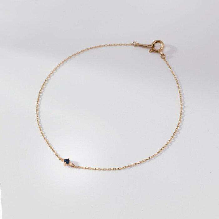 【ふるさと納税】K10イエローゴールド 天然石ブレスレット【9月誕生石サファイア】華奢見え 4本たてづめ 長さ17cm　K10-07-09 / 金 ゴールド ジュエリー アクセサリー ギフト プレゼント レディース シンプル 定番 サムネイル2