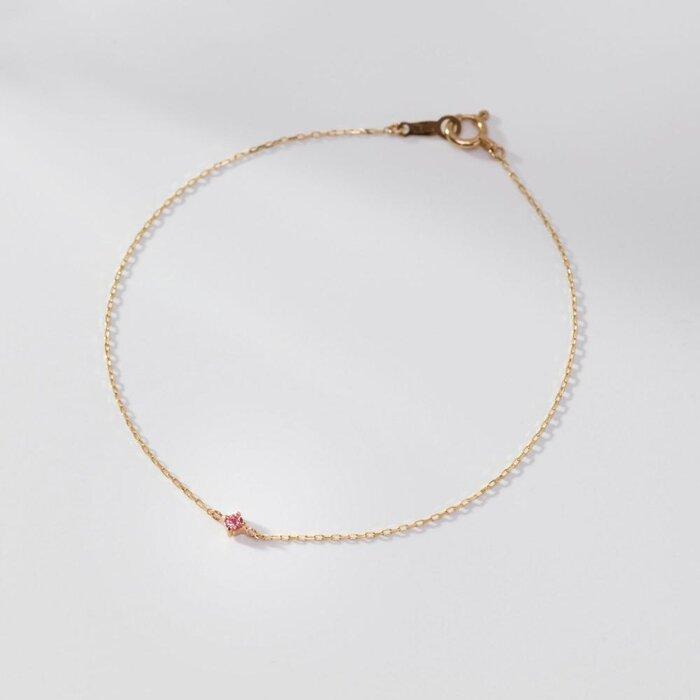 【ふるさと納税】K10イエローゴールド 天然石ブレスレット【10月誕生石ピンクトルマリン】華奢見え 4本たてづめ 長さ17cm　K10-07-10 / 金 ゴールド ジュエリー アクセサリー ギフト プレゼント レディース シンプル 定番 サムネイル2