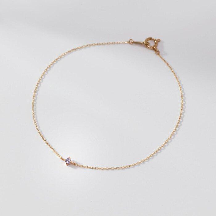 【ふるさと納税】K10イエローゴールド 天然石ブレスレット【12月誕生石タンザナイト】華奢見え 4本たてづめ 長さ17cm　K10-07-12 / 金 ゴールド ジュエリー アクセサリー ギフト プレゼント レディース シンプル 定番 サムネイル2