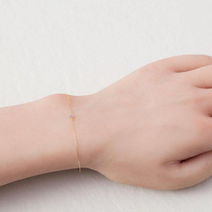 【ふるさと納税】K10イエローゴールド 天然石ブレスレット【12月誕生石タンザナイト】華奢見え 4本たてづめ 長さ17cm　K10-07-12 / 金 ゴールド ジュエリー アクセサリー ギフト プレゼント レディース シンプル 定番 サムネイル3