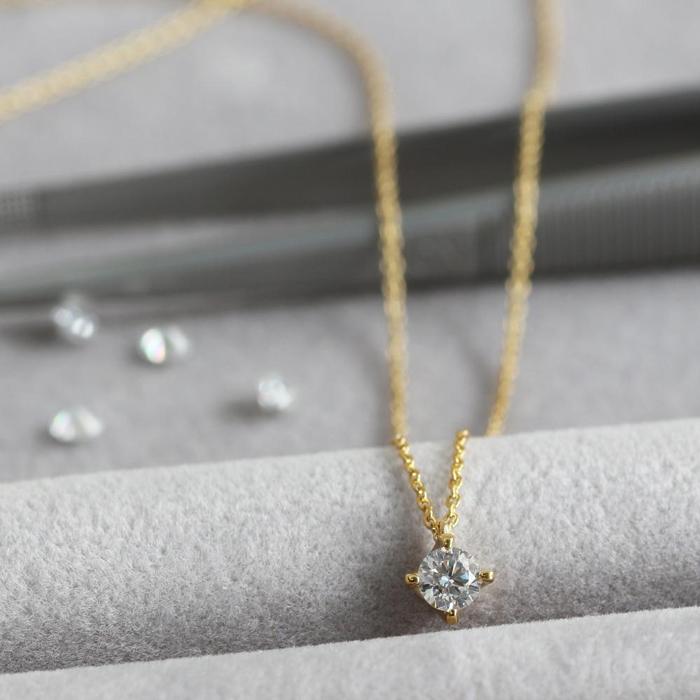 サステナブルなジュエリーを ラボグロウンダイヤモンド K18 ネックレス 0.2ct 4本たて爪　LAB-K18-002